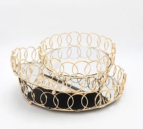 SET 2x tavă decorativă d. 27/33/37 cm auriu