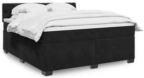 vidaXL Pat box spring cu saltea, negru, 180x200 cm, catifea