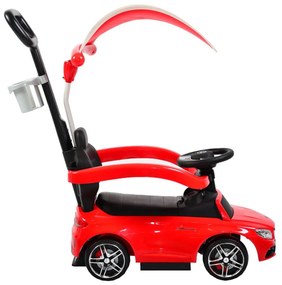 Masinuta copii si bebe NOVOKIDS™ Mercedes C63 AMG V8 Biturbo , cu melodii si sunete, viraj din maner, maner de impins pentru parinti detasabil,