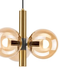 Lustră pe cablu ROLLO 3xE14/5W/230V auriu/bej fumuriu