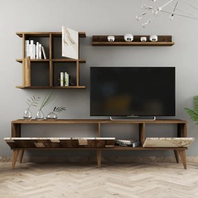 Ansamblu Comoda TV Madrid Alb-Walnut