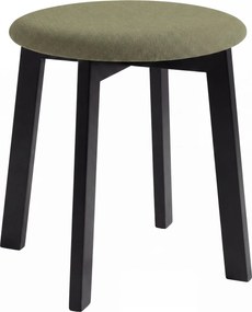 MAZZONI EXPORT Taburet rotund ZOI Verde (Storm 34) / cadru din lemn de fag negru