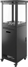 Outsunny Încălzitor pe Gaz pentru Exterior 13 kW, cu Roți și Pietre Lavice, Negru | Aosom Romania