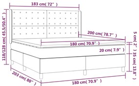 Pat box spring cu saltea, gri inchis, 180x200 cm, catifea Morke gra, 180 x 200 cm, Nasturi de tapiterie