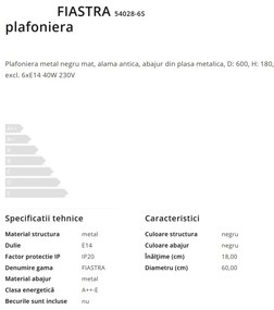 Lustra aplicata stil modern cu 6 spoturi Fiastra negru