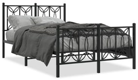376144 vidaXL Cadru pat metalic cu tăblie de cap/picioare, negru, 120x200 cm
