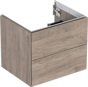 Dulap baza suspendat Geberit One nuc american Hickory 60 cm cu 2 sertare
