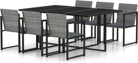 vidaXL Set mobilier de grădină cu perne, 7 piese, gri, poliratan