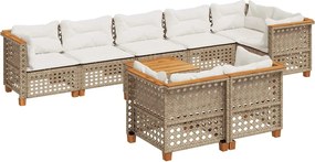 vidaXL Set canapele de grădină, 9 piese, cu perne, bej, poliratan