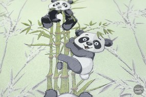 Tapet modern cu ursuleti, verde, model Panda