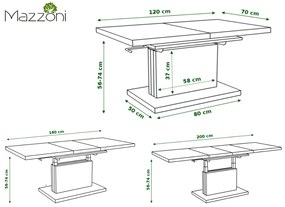 Mazzoni ASTON Negru Mat - MĂSUȚĂ EXTENSIBILĂ MODERNĂ MĂSUȚĂ DE CAFEA