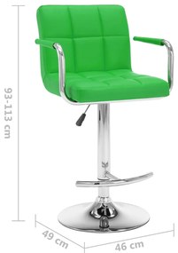 Scaune de bar, 2 buc., verde, piele ecologica 2, Verde