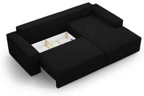 Colțar negru extensibil cu tapițerie din țesătură bouclé (cu colț pe partea dreaptă) Jodie – Micadoni Home