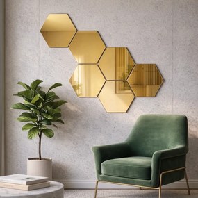 Panouri decorative oglinzi hexagonale, cu finisaj reflectorizant Auriu