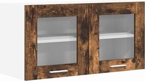 vidaXL Dulap suspendat cu ușă Stejar afumat și alb 80 x 31 x 40 cm