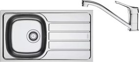 Set chiuveta bucatarie inox Franke Spark 78x43.5 cm cu 1 cuva si picurator dreapta finisaj texturat plus baterie crom