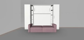 Set pat rabatabil dublu cu canapea de 2 locuri si 2 dulapuri Royal Single (50 cm) - ROYAL SMALL WARDROBE&amp;SOFA SET (150X200) (Culoare tapiterie stofa