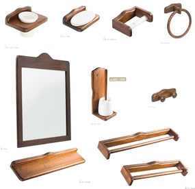 Set de accesorii pentru baie Metaform MATHILDE, lemn finisaj nuc