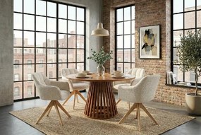 Scaun pivotant PAPILLON tesatura chenille/ stejar