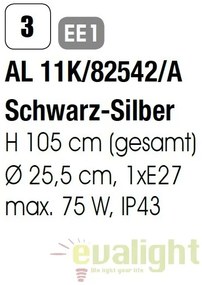 Pendul exterior stil clasic IP43 Hermine AL 11K/82542/A schwarz-silber OR