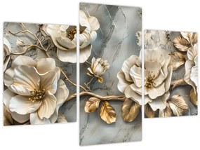 Tablou - Marmură de fundal cu flori (90x60 cm)