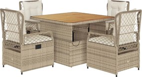 vidaXL Set mobilier de grădină cu perne, 5 piese, bej, poliratan
