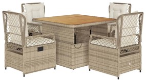 3262921 vidaXL Set mobilier de grădină cu perne, 5 piese, bej, poliratan