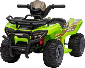 Quad Electric pentru Copii HOMCOM Baterie Reincarcabila 6V, 6V Faruri Functionale si Pedale, Varsta 18-36 Luni, 66x44x42cm, Verde | Aosom Romania