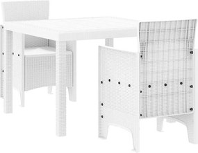 vidaXL Set de masă pentru grădină 3 pcs Alb Polipropilenă