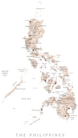 Harta Map of the Philippines in neutral watercolor, Blursbyai