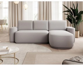 Colțar gri deschis extensibil/cu spațiu de depozitare cu tapițerie din chenille (cu colț pe partea dreaptă/cu șezlong) Aurumm – ELTAP