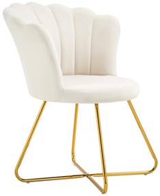 HOMCOM Fotoliu de machiaj fotoliu din catifea fotoliu de salon cu picioare din oțel 69 x 64 x 80 cm crem | Aosom Romania