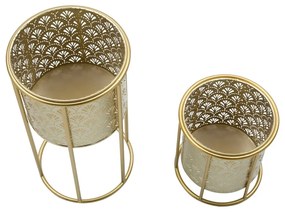 Set 2 suporturi pentru ghivece Mauro Ferretti Golvy, înălțime 40 cm, auriu