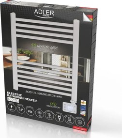 Calorifer electric pentru baie Adler AD 7823, 400 W, 10 elementi, Panou de control LED, Mod de economisire a energiei, IP24, Alb