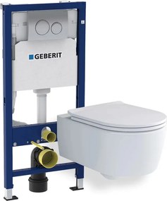 Set vas wc suspendat Villeroy&Boch Soul cu capac, rezervor cu cadru incastrat si clapeta Geberit Duofix Delta