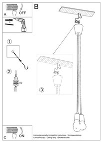 Lustră pe cablu DIEGO 3xE27/60W/230V