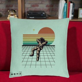 Perna Decorativa Astronaut Retro Space, 40x40 cm, Verde Menta, Husa Detasabila, Perna Inclusa, BEKZ®