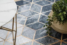 ANDRE 1171 covor lavabil cub, geometric anti-alunecare - negru / aur - SECUNDAR-COTATI PRODUSUL