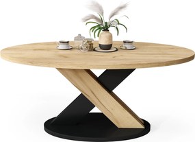 Mazzoni Măsuță de cafea ovală LOXA Stejar Craft Auriu / Negru - MĂSUȚĂ DE CAFEA 120x65 cm