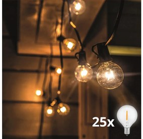 Lanț LED decorativ de exterior 25xE12 20m IP44 alb cald Solight WO794