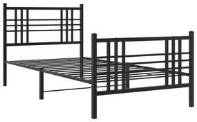 376335 vidaXL Cadru pat metalic cu tăblii de cap/picioare, negru, 90x200 cm