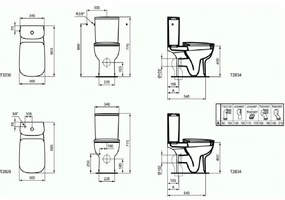 Vas wc pe pardoseala pentru rezervor asezat Ideal Standard Esedra, evacuare laterala, alb - T283401