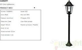 Stalp exterior H-100cm, IP44, Cardiff 74398003NL