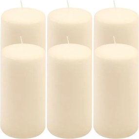 Set de lumânări tip pilon, 15 cm, Ø 7,5 cm, crem, 6 buc