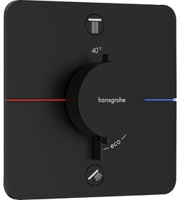 Baterie dus termostatata incastrata negru mat Hansgrohe ShowerSelect Comfort Q 2 functii