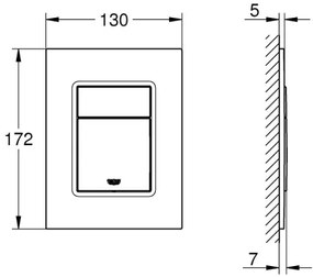 GROHE 37535000 - Skate Cosmopolitan S, plăcuță de acționare, 130 × 172 mm, crom