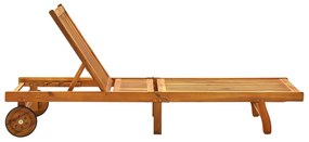 Sezlong de plaja, lemn masiv de acacia 1, Maro, 199 x 63 x 85 cm