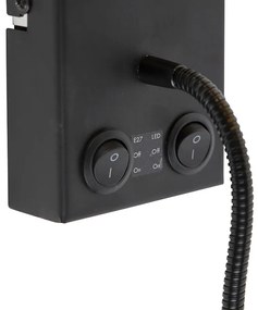 Lampă de perete inteligentă neagră cu abajur din velur gri închis cu Wi-Fi A60 - Stacca