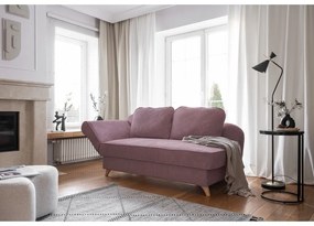 Șezlong roz prăfuit cu tapițerie din catifea reiată (cu colț pe partea stângă) Chic Charlotte – Miuform