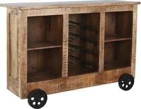 Consola de bar, din lemn de mango, cu roti, Wagon
